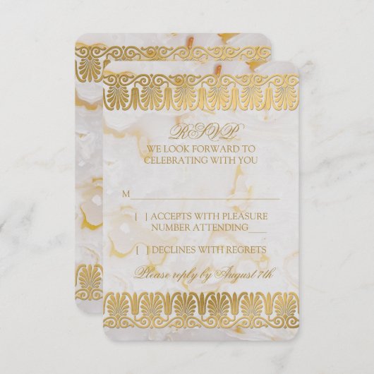 Goud Zilver Marmer Marmeren Huwelijk RSVP Antwoord Kaart (Voorkant / Achterkant)