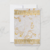 Goud Zilver Marmer Marmeren Huwelijk RSVP Antwoord Kaart (Achterkant)