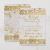 Goud Zilver Marmer Marmeren Trouw RSVP Antwoord Kaart (Voorkant / Achterkant)
