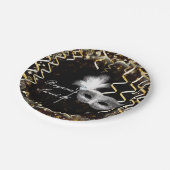 Goud & Zilver Maskerade Masker Verjaardagsfeest Papieren Bordje (Gekanteld)