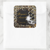 Goud & Zilver Maskerade Masker Verjaardagsfeest Vierkante Sticker (Tas)
