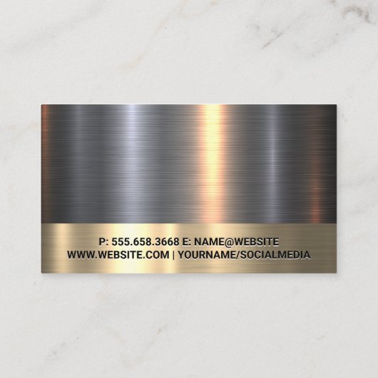 Goud Zilver Metaalachtig | Tech Logo | QR Code Visitekaartje (Achterkant)