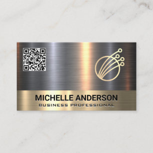 Goud Zilver Metaalachtig   Tech Logo   QR Code Visitekaartje