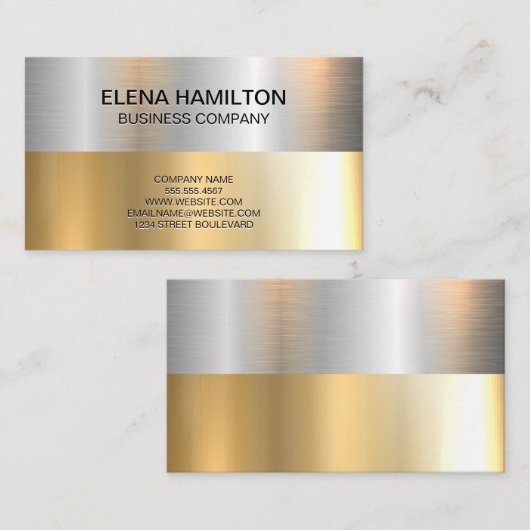 Goud Zilver Metallic Shine Visitekaartje (Voorkant / Achterkant)