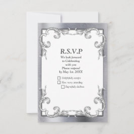 Goud, Zilver - Moderne messing RSVP Kaartje