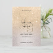 Goud zilver monogram initiaal ombre glitter bruilo kaart (Staand voorkant)