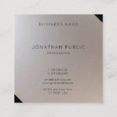 Goud Zilver Monogram Moderne Sjabloon Luxe Vierkante Visitekaartje (Achterkant)