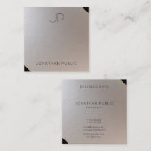Goud Zilver Monogram Moderne Sjabloon Luxe Vierkante Visitekaartje (Voorkant / Achterkant)