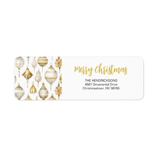 Goud Zilver Ornamenten Kerst Etiket (Voorkant)