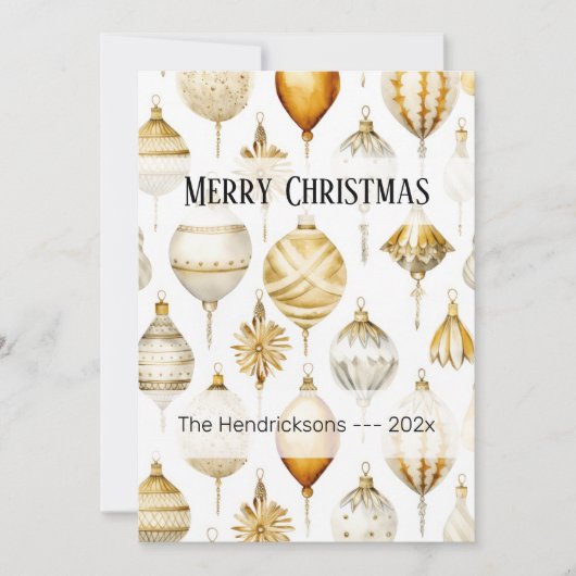 Goud Zilver  Ornamenten Kerst Kaart (Voorkant)
