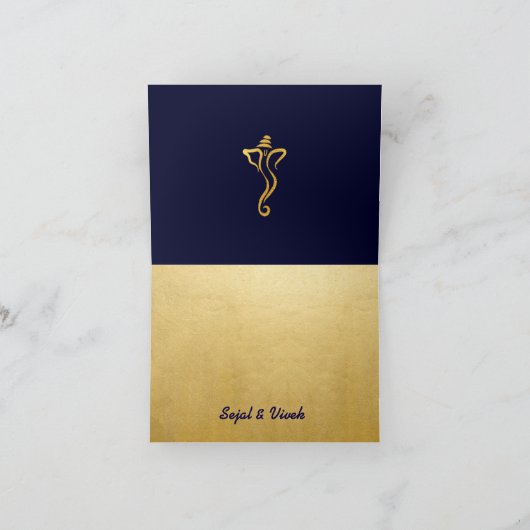 Goud Zilver Paisley Hindu Bruiloft Dank u Bedankkaart (Binnen)