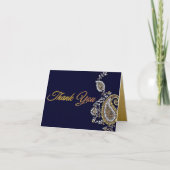 Goud Zilver Paisley Hindu Bruiloft Dank u Bedankkaart (Voorkant)