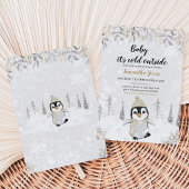 Goud Zilver Pinguïn Baby Shower Kaart