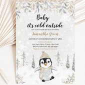 Goud Zilver Pinguïn Baby Shower Kaart
