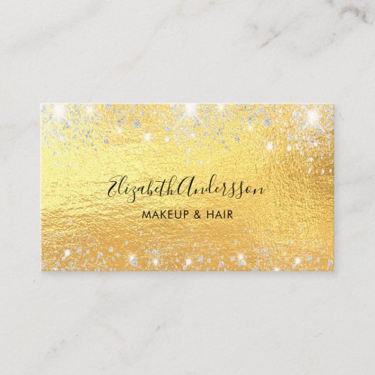 Goud zilver QR code script Visitekaartje (Voorkant)