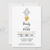 Goud Zilver Raket Schip Buitenruimte Verjaardagsfe Kaart (Voorkant)