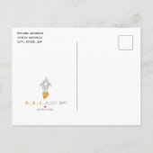 Goud Zilver Raket Schip Buitenruimte Verjaardagsfe Uitnodiging Briefkaart (Achterkant)