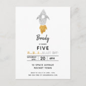 Goud Zilver Raket Schip Buitenruimte Verjaardagsfe Uitnodiging Briefkaart (Voorkant)