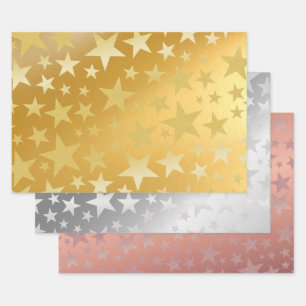 Goud Zilver Roos Gouden glitterster Inpakpapier Vel