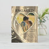 Goud & Zilver Satijn & Gouden bloem Verloving Kaart (Staand voorkant)