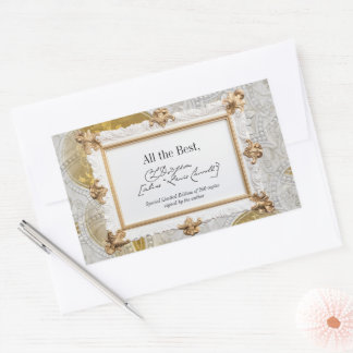 Goud & Zilver Signature Auteur Boekplaat Sjabloon Rechthoekige Sticker