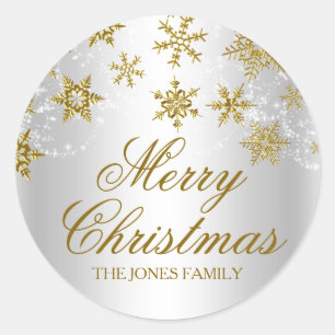 Goud & Zilver Sneeuwvlok Kerst sticker