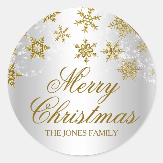 Goud & Zilver Sneeuwvlok Kerst sticker (Voorkant)