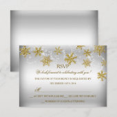 Goud & Zilver Sneeuwvlok Kerstvakantie RSVP (Voorkant / Achterkant)