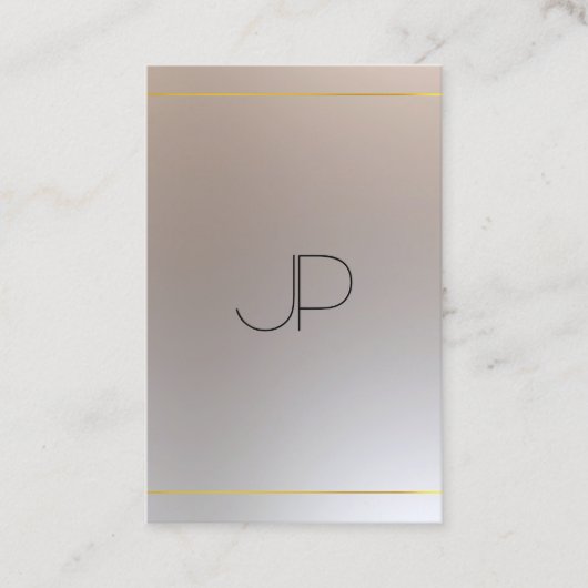 Goud Zilver Uitzicht Monogram Moderne Professionel Visitekaartje (Voorkant)