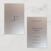 Goud Zilver Uitzicht Monogram Moderne Professionel Visitekaartje (Voorkant / Achterkant)