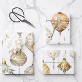 Goud Zilver Vintage Kerst Ornamenten Inpakpapier Vel