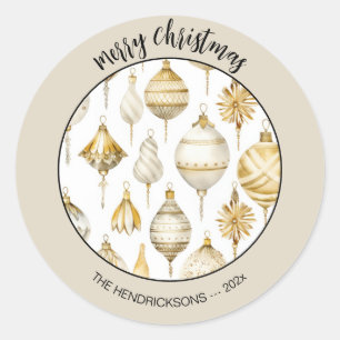 Goud Zilver Vintage Kerst Ornamenten Ronde Sticker