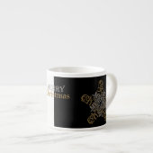 Goud & Zilver Vrolijke Kerstster, Zwart & Wit Espresso Kop (Voorkant rechts)