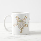 Goud & Zilver Vrolijke Kerstster, Zwart & Wit Koffiemok (Links)