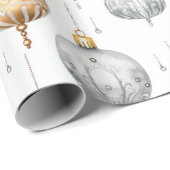 Goud Zilver  Waterverf Kerst Ornamenten Cadeaupapier (Rol Hoek)
