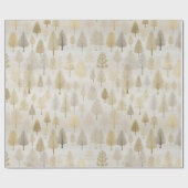 Goud Zilver Waterverf Kerstbomen Cadeaupapier (Vlak)