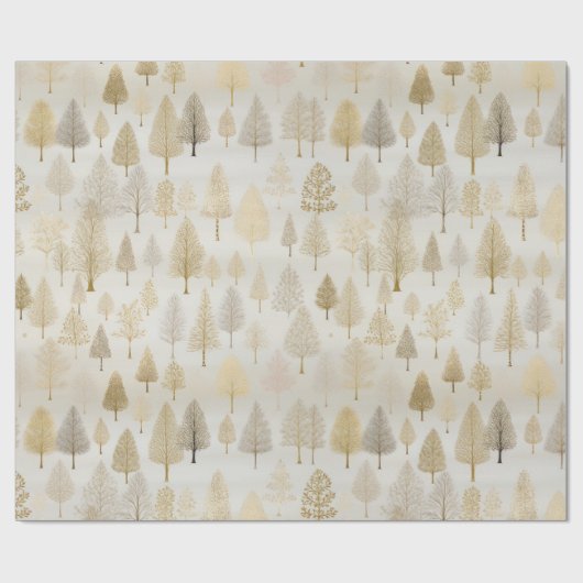 Goud Zilver Waterverf Kerstbomen Cadeaupapier (Vlak)