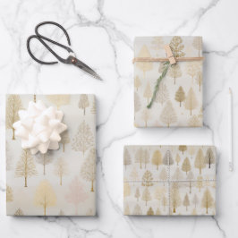 Goud Zilver Waterverf Kerstbomen Inpakpapier Vel