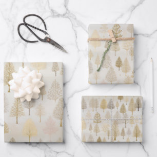 Goud Zilver Waterverf Kerstbomen Inpakpapier Vel