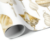 Goud Zilver Waterverf Vintage Kerst Ornamenten Cadeaupapier (Rol Hoek)