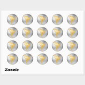 Goud, Zilver Wereldbol. South America. 3D-renderin Ronde Sticker (Vel)
