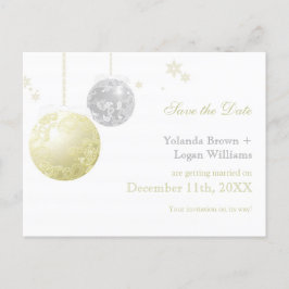 Goud Zilver Winter Bruiloft Save the Date Aankondigingskaart