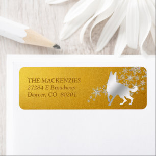 Goud Zilver Winter Duitse Herdershond1 Etiket