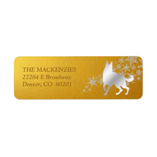 Goud Zilver Winter Duitse Herdershond1 Etiket (Voorkant)