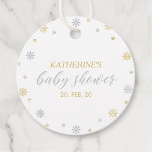 Goud & Zilver Winter Wonderland Baby Shower Bedankjes Labels
