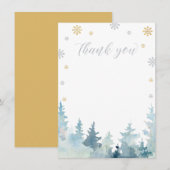 Goud & Zilver Winter Wonderland Dank u kaart (Voorkant / Achterkant)