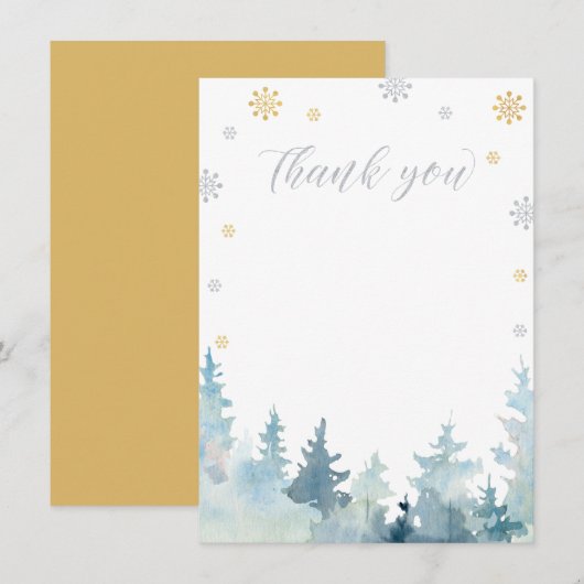 Goud & Zilver Winter Wonderland Dank u kaart (Voorkant / Achterkant)