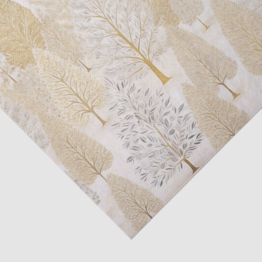 Goud Zilver Wit Kerstbomen Tissuepapier (Detail)
