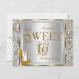 Goud Zilver Wit Sweet Sixteen Sweet 16 Feest Kaart