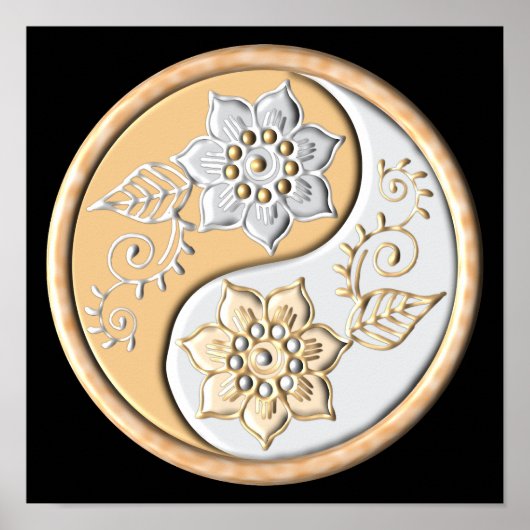 Goud & Zilver Yin Yang Poster (Voorkant)